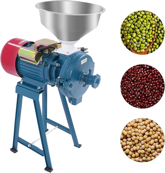 220V Electric Grain Mill Grinder, 2200W Commercial Corn Grinder with Funnel, Spice Grinders for Wheat, Rice, Cereals