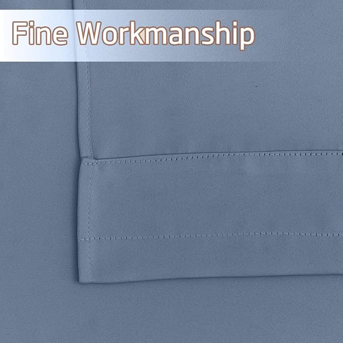 NICETOWN Stone Blue Short Valances for Kitchen, Thermal Insulated Farmhouse Window Cover Adjustable Rod Pocket 18 inches Long + 1.6 inch Header Small Valances for Office/Cafe, 2 Panels, 42" Wide