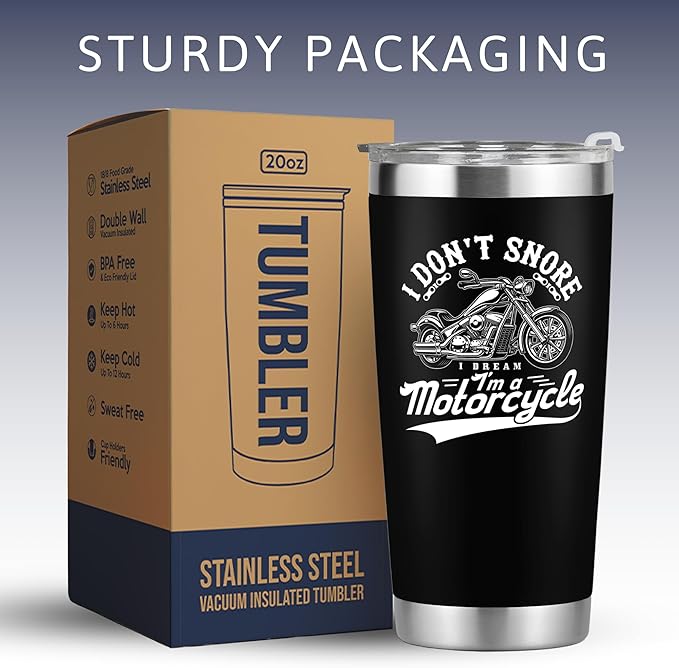Motorcycle Gifts for Men - Gifts for Bikers Motorcycle Men, Motorcycle Riders - Biker Dad, Motorcycle Dad Grandpa Gift - Fathers Day Gift for Motorcycle Lovers - 20 Oz Stainless Steel Tumbler
