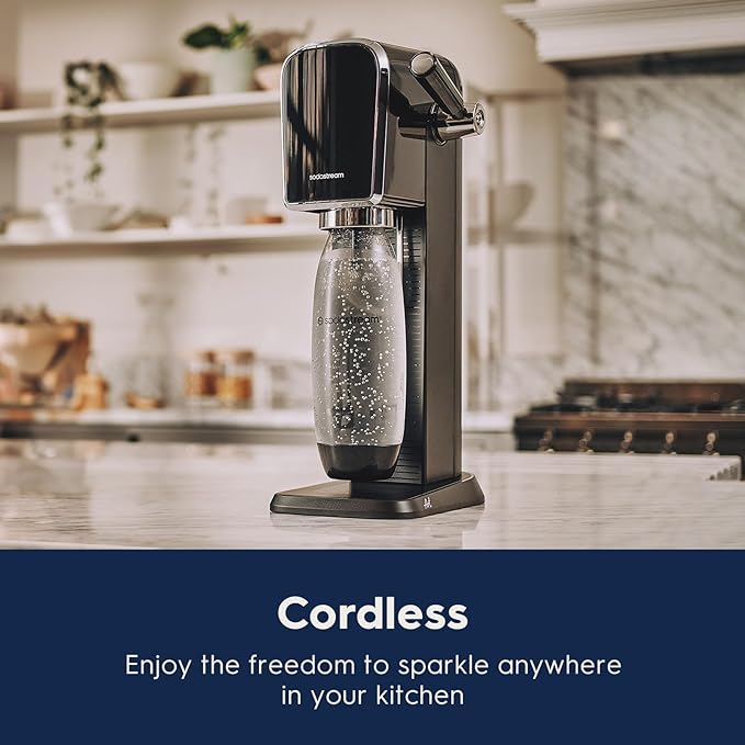 SodaStream Art Sparkling Water Maker (Red) with CO2 and Two Carbonating Bottles