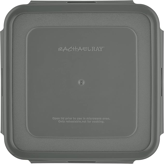 Rachael Ray Leak-Proof Nestable Container Food Storage Bin Set, 10-Piece Square, Gray Lid