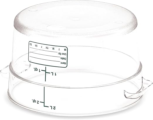Carlisle FoodService Products Storplus Round Food Storage Container with Stackable Design for Catering, Buffets, Restaurants, Polycarbonate (Pc), 2 Quart, Clear