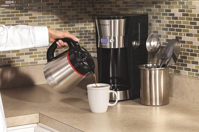 Hamilton Beach 46896A 10 Cup Coffee Maker with Vacuum Stainless Thermal Carafe, Black