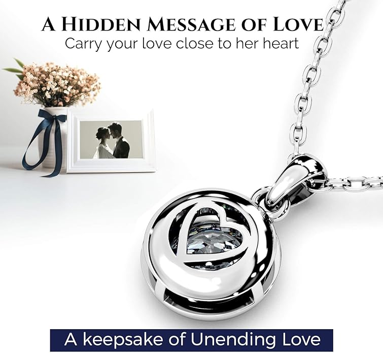 Moissanite Necklace for Women Solitaire Bezel Pendant Sterling Silver Lab Created Gem Jewelry for Her Gift for Mothers Day Wedding Anniversary Birthday to My Wife Daughter Mom Grandma Girlfriend