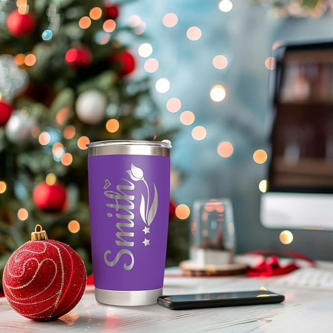 Personalized Tumbler with Text Name, Custom Stainless Steel Tumbler, Customized Employee Appreciation Gifts, Retirement Gifts for Men Women office, Customized By Enterprise (Engrave)