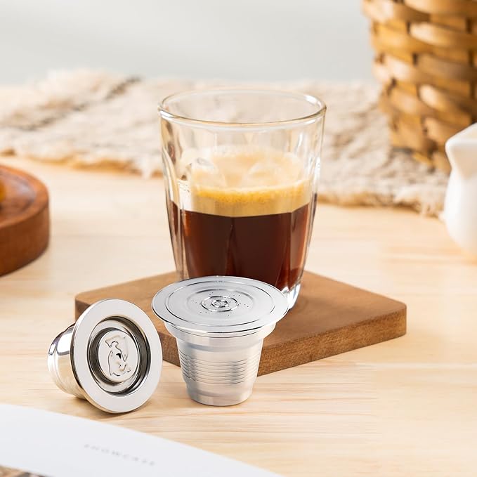 2 Pcs Reusable Stainless Steel Coffee Capsules Compatible with L'OR Barista LM8012 / 60, Refillable Coffee Pods Metal L'or Espresso Pods(Big & Small)