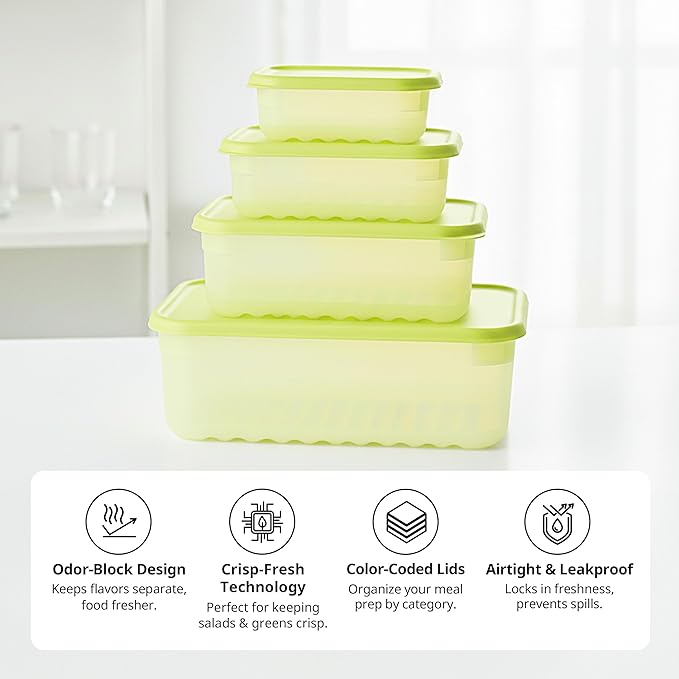 LocknLock HLE5100 Fresh-Block Plastic Food Storage Container with Lid for Fruits, Veggies, Produce, Meal Prep, Leftovers, BPA-Free, Airtight, Leakproof, Microwave, Dishwasher, Freezer-Safe, 330ml