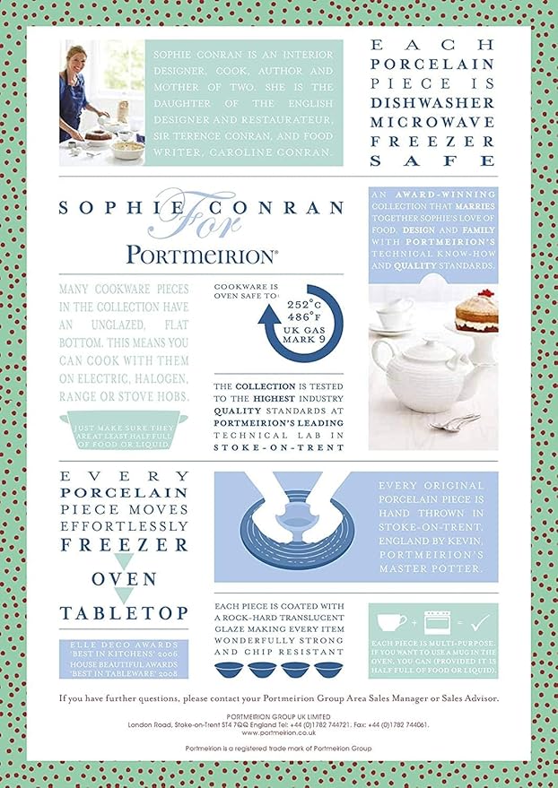 Portmeirion Sophie Conran Round Pie Dish, White Porcelain Bakeware - 10.5 Inch Oven to Table Baking Dish - Freezer, Microwave & Dishwasher Safe, Durable Serveware for Everyday Meals