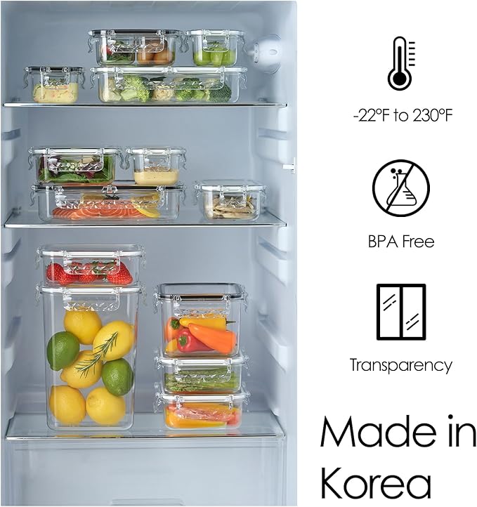 Airtight Food Storage Container With Lid (47.3oz) BPA-Free | Meal Prep | Microwave, Freezer and Dishwasher Safe Leak-Proof | Kitchen Fridge Organizer Boxes | lids airtight sealing