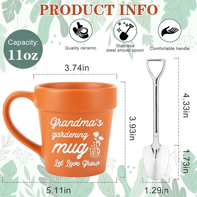 Grandma Gifts for Christmas Birthday, Novelty Gardening Best Grandmas Ever Gifts for New Grandma Grandmother Nana Gigi Mimi Plant Mug