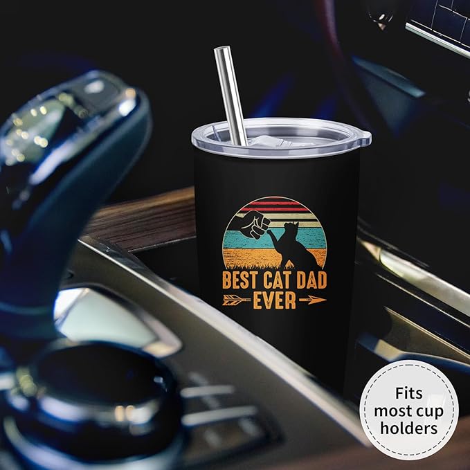 Cat Dad Gifts for Men, Christmas Gifts for Cat's Daddy, Funny Gift for Cat Lovers, Best Cats Dad Ever Gift, 20 oz Stainless Steel Tumbler