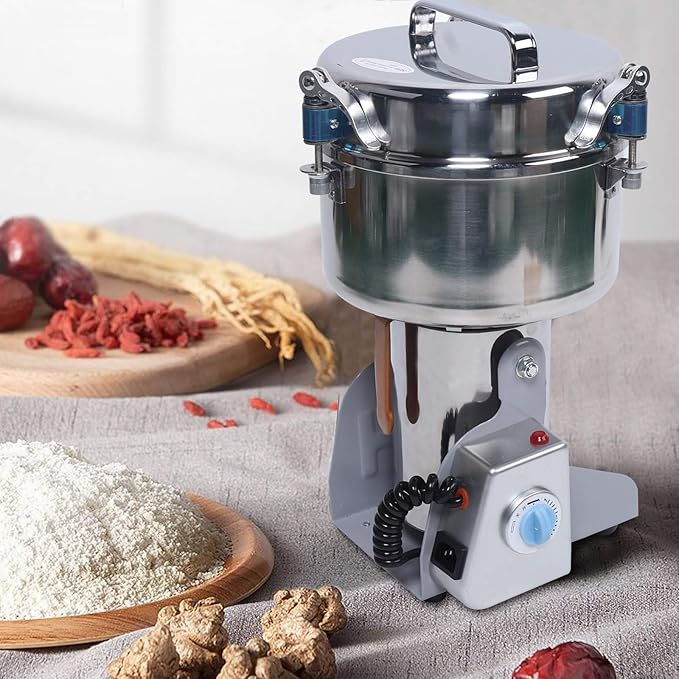 110V Electric Grain Mill, Electric Grain Grinder Stainless Steel Mill 1400R/m Small Electric Grain Grinding Machine Pulverizer Grinder Machine for Kitchen Dry Grains Wheat Spices(Silver/Style A)