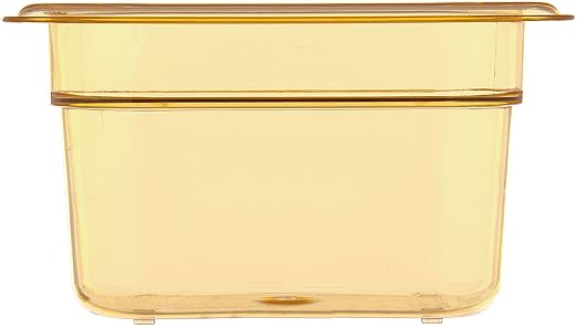 Carlisle FoodService Products StorPlus High-Heat 1/9-Size Food Pan, 4 Deep Food Storage Container with 1 Quart Capacity, High Heat Plastic, 1/9 Size, Amber, (Pack of 6)