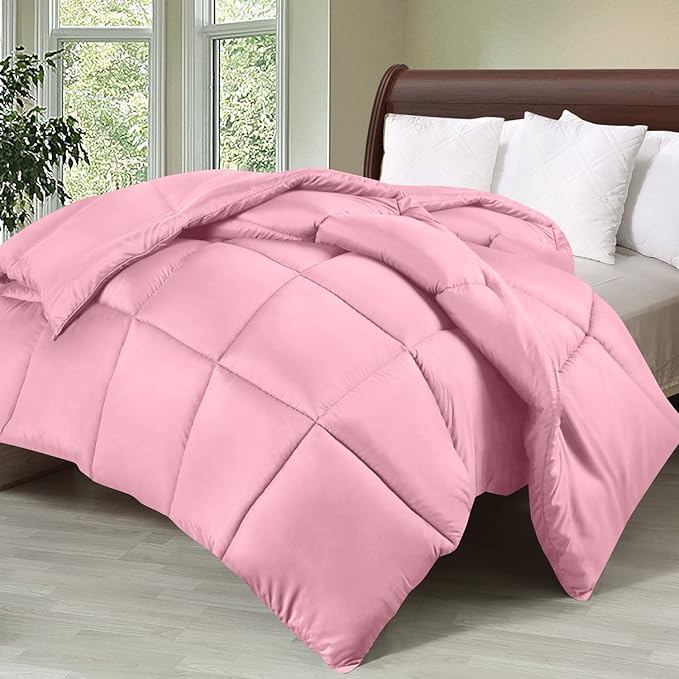 Utopia Bedding Comforter Duvet Insert, Quilted Comforter with Corner Tabs, Box Stitched Down Alternative Comforters King Size (Pink)