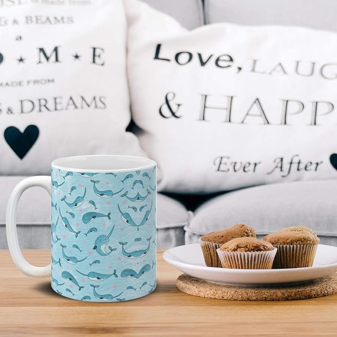 MUGBREW Narwhals Pattern Ceramic Coffee Mug Tea Cup, 11 OZ