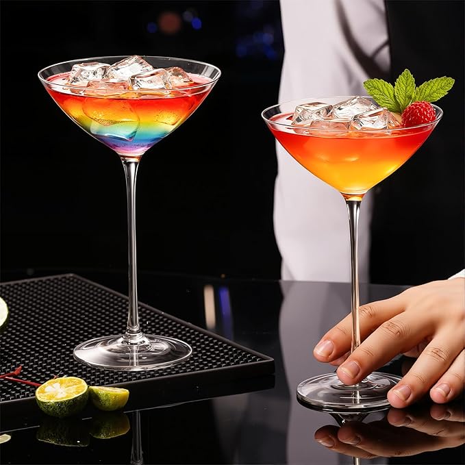 KAMMAK Martini Glasses Set of 2, 4.9 oz Clear Crystal Cocktail Glasses with Stem, Reusable Cocktail Glassware for Wedding Birthday Party, Bar, Margarita, Whiskey, Gin, Tequila, DS01