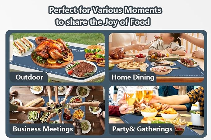 Warming Mat for Food Electric Food Warming Tray Large 24x16in Rapid Full-Surface Heating Portable & Rollable Versatile Food Warmer for Countertop Perfect for Gatherings Parties Everyday Use (Blue)