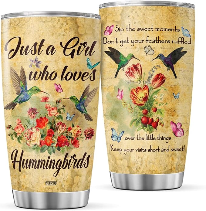 CUBICER Hummingbird Coffee Tumblers With Lid Stainless Steel Tumbler 20 Oz Cup Advice From A Just Who Loves Hummingbirds Mug Funny Wine Insulated Travel Mugs Gifts For Bird Lovers