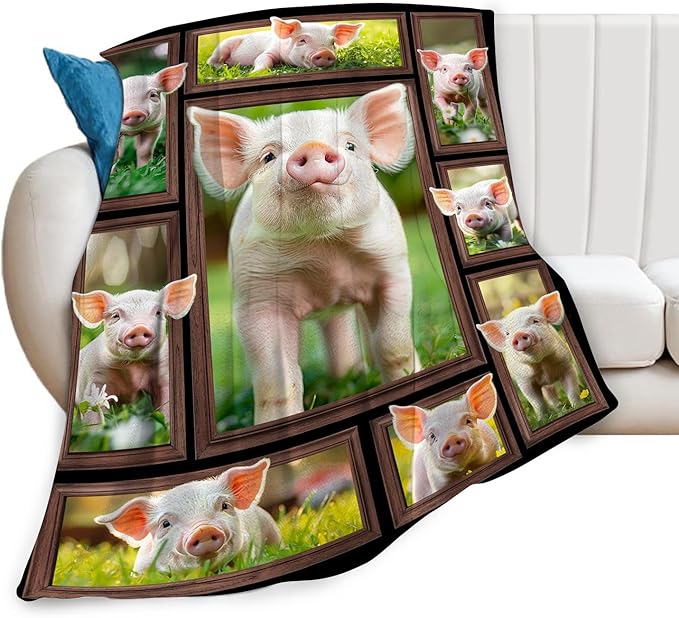 Pig Blanket Pig Gifts for Lovers Throw Blanket Stuff Cozy Plush Fleece Flannel Animal Blankets for Girls Boys Women Men 50"X40"
