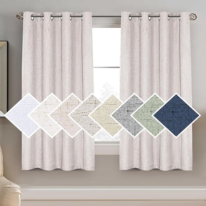 H.VERSAILTEX 100% Blackout Curtain for Bedroom 63 Inches Long Grommet Linen Face Full Light Blocking Curtain Drape for Living Room Thermal Insulated Linen Look Curtain 1 Panel, 52" W x 63" L, Ivory