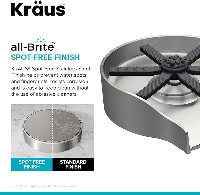 KRAUS CleanMate Glass Rinser for Kitchen Sink in Spot-Free Stainless Steel Color Finish, KGR-500SFS
