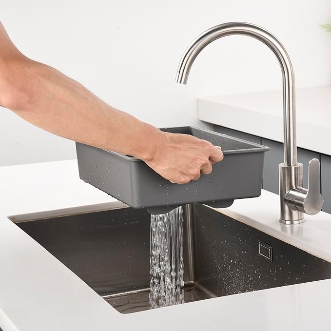 2-in-1 Dish Basin Set For Washing Dishes in Kitchen Sink, With Filter Basket Drain Hole Plug/Stopper,Multi-purpose and Portable Kitchen Cleaning Filter Basin,Plastic(ABS+PP),Gray,Nicmondo