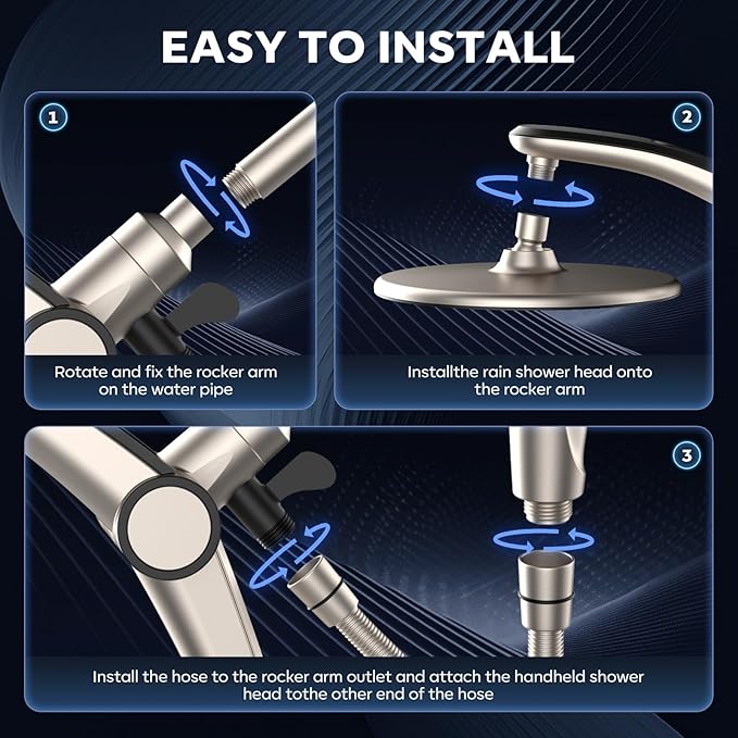Shower Head with filtered Handheld High Pressure daul Shower Heads with Handheld Spray Combo and 10 Sprays Handheld Shower Head Detachable Shower head Built-in Magnetic Docking and Power Jets