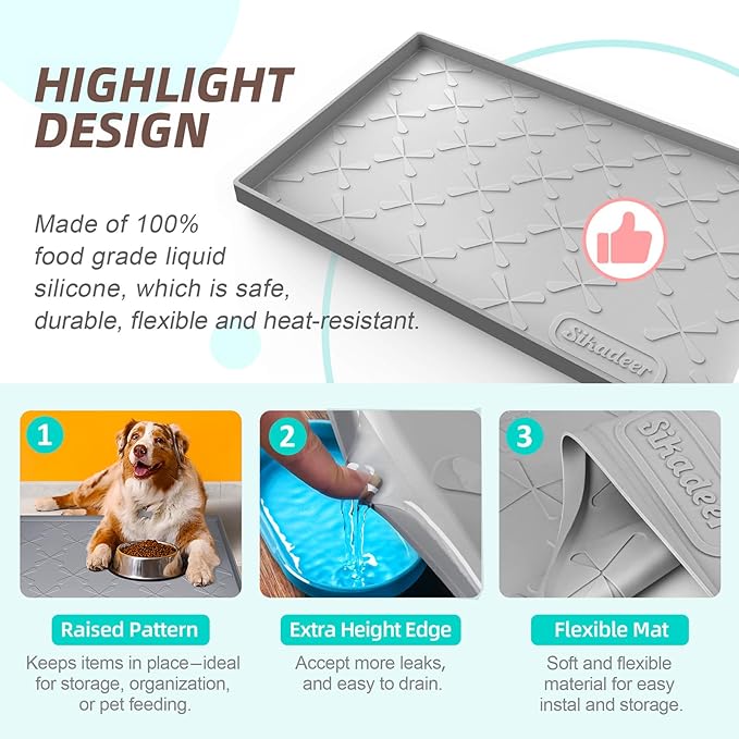 SIKADEER 40" x 22" Under Sink Mat Waterproof, Silicone Mat Kitchen Drawer Shelf and Cabinet Liner, Sink Protector for Kitchen Organizers and Storage, Boot Tray Pet Food Mats