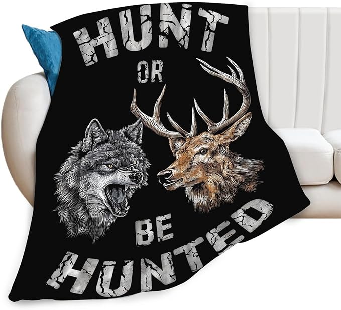 Hunting Blanket Gifts for Men Dad Wolf Deer Throw Blankets Cozy Plush Fleece Hunters Decor Flannel Fuzzy for Couch Chair Bed 50"X40"