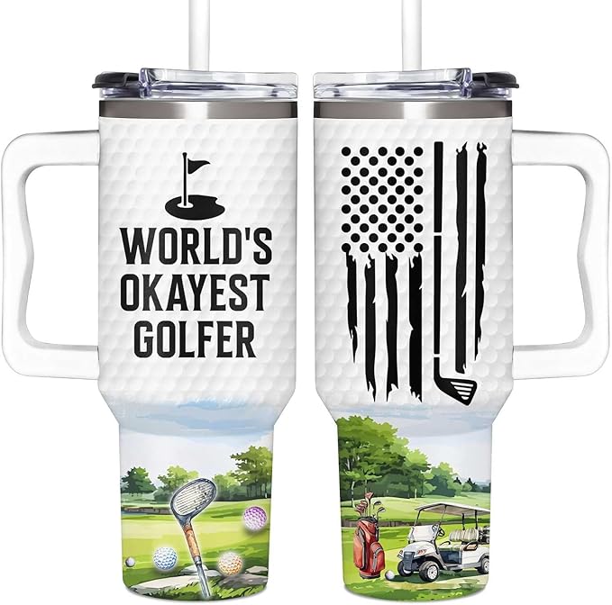 Golf Gifts For Men – Father's Day Gifts for Dad, Husband from Daughter, Son, Wife – Funny Gift for Men, Women Golfers, Sport Lovers Golf Themed Gift - Golfing 40oz Tumbler With Handle