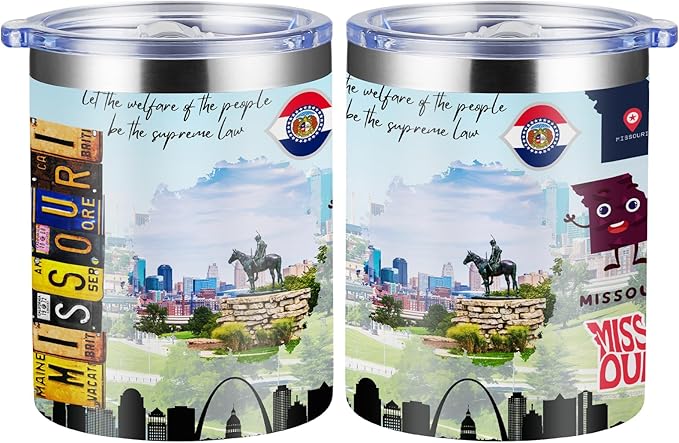 12oz Coffee Mug Missouri State Insulated Coffee Cups, United States Map Travel Mug Landmark, Birthday Gifts Cute Mugs with Lid and Straw Mothers Day Gifts