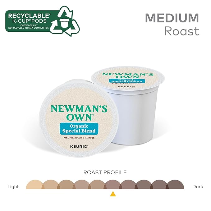 Newman's Own Organics Special Blend, Single-Serve Keurig K-Cup Pods, Medium Roast Coffee Pods, 48 Count