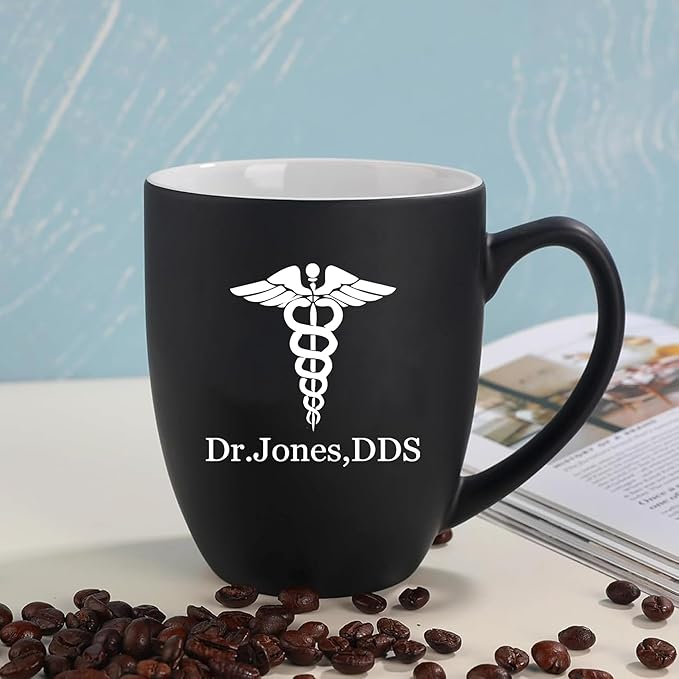 Custom Engraved Coffee Mug - Personalized Gifts for Eye Doctors, Graduation Gift for Dental Student, Birthday Appreciation Gift for Best Ophthalmologist (Mug, Eye Doctor)