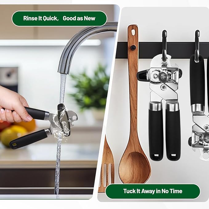 Can Opener Stainless Steel Cutting Blade Bottle Opener 3 in 1 Multifunctional Manual Jar Opener Magnetic Can Opener Heavy Duty Comfortable Handle Smooth Edge Kitchen Gadget Daily Use
