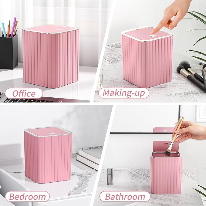 Bathroom Accessory Set - Bathroom Set, 27PC Bathroom Accessories Set, Pink Bathroom Sets with Shower Curtain and Rugs, Mini Trash Can, Toilet Brush, Trash Can & Soap Dispenser
