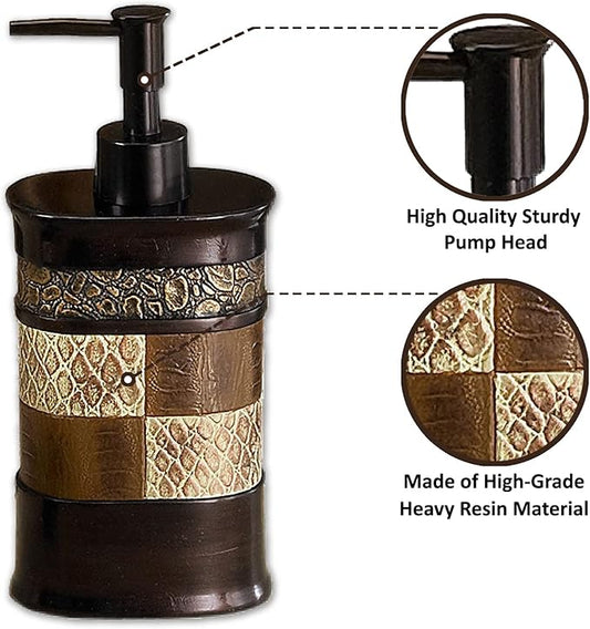 Zahari Home 4pc Zambia Stylish Bathroom Accessories Set Soap Pump, Tumbler, Tooth Brush Holder and Soap Dish Modern Classic Luxury Contemporary Decor Unique Design Animal Western Bath Set