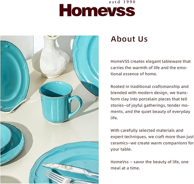 20pc Dinnerware Set, Plate and Bowl Set, Stoneware Dishes Set for 4, Microwave and Dishwahser Safe, Scratch Resistant, French Countryside Speckled Turquoise