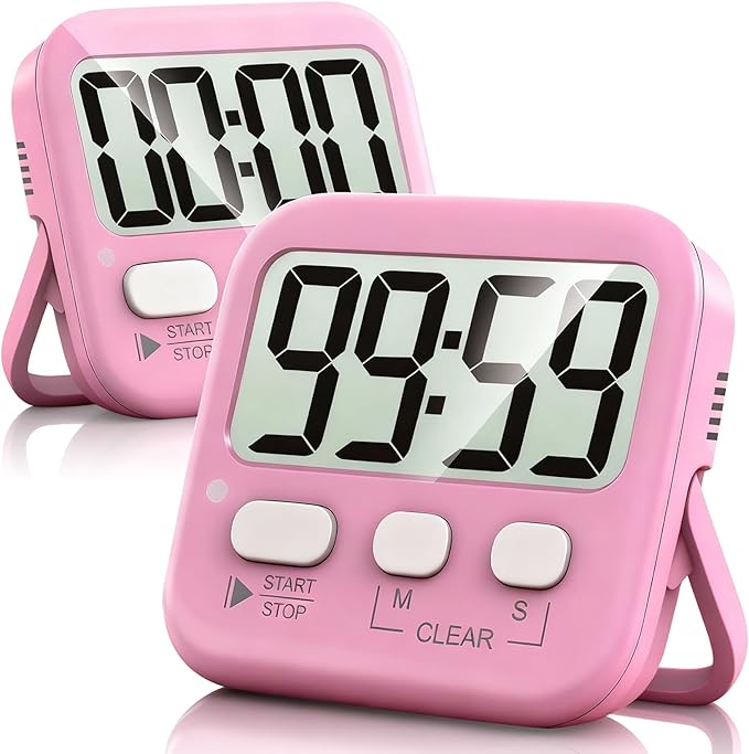 Antonki 2 Pack Digital Timer for Kids, Magnetic Countdown Kitchen Timers for Cooking, Egg, Classroom, Teacher, Exercise, Study, Oven - Battery Included