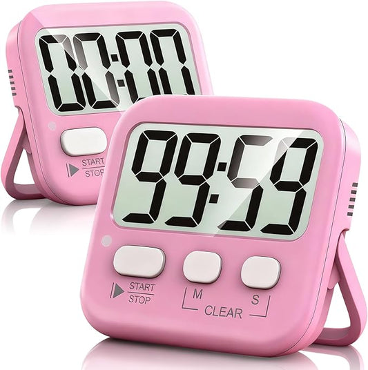 Antonki 2 Pack Digital Timer for Kids, Magnetic Countdown Kitchen Timers for Cooking, Egg, Classroom, Teacher, Exercise, Study, Oven - Battery Included