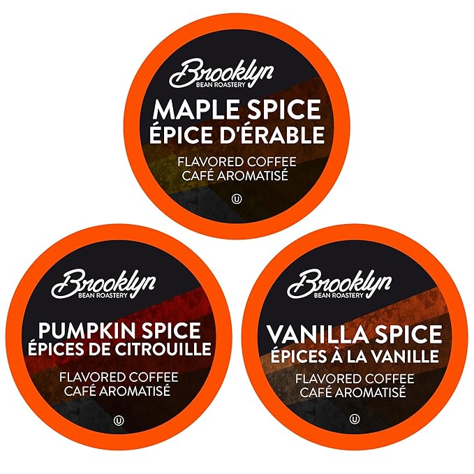 Brooklyn Beans Roastery Coffee Pods, Fall Flavored Variety Pack Sampler (Pumpkin, Maple, Vanilla) - Compatible with Keurig K Cup Brewers Including 2.0 Machines, 40 Count