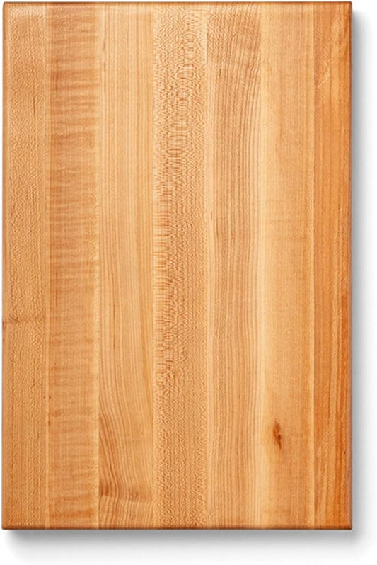 John Boos R-Board Series Rectangular Wooden Maple Cutting Board 18”x12” – 1.5” Thick, 10-lb Reversible Butcher Block with Edge-Grain & Finger Grips – Made in the USA