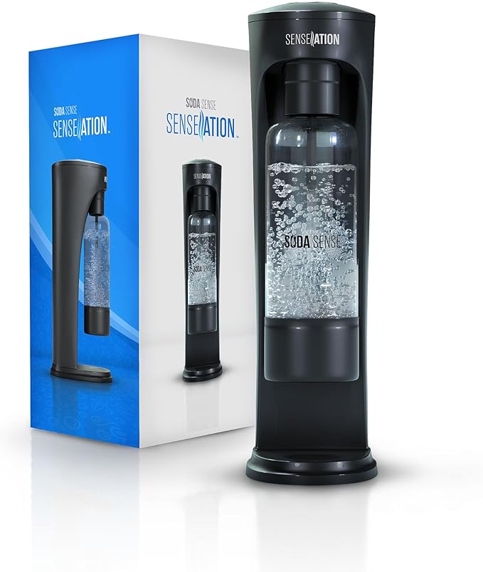 SENSEation Soda Machine Kitchen Gadgets, New Home Essentials - Sparkling Water Maker With Reusable Carbonation Bottle