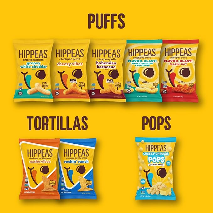 Hippeas Chickpea Puffs, Churro, 0.75 Ounce (Pack of 18), 3g Protein, 2g Fiber, Vegan, Gluten-Free, Crunchy, Plant Protein Snacks