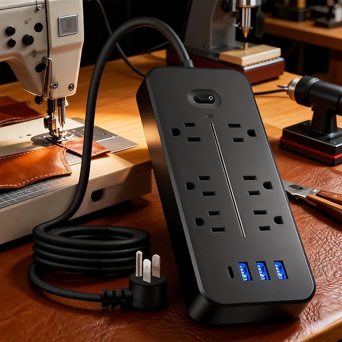 Socket Strips, Compact Design, Black, Surge Protector Outlet, MUL-ti Socket Plug, Easy Installation, for Home Bedroom Kitchen Living Room Dorm Refrigerator