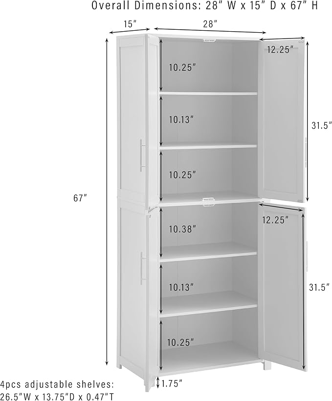Crosley Furniture Savannah Tall Pantry Storage Cabinet with Shelves, Kitchen, Dining, or Laundry Room, Hunter Green