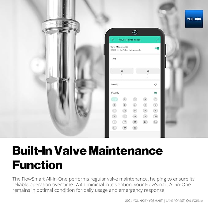 YoLink FlowSmart All-in-One Smart Water Meter & Shutoff for 0.5'' Pipes, NSF Certified, Real-Time Leak Detection, App-Controlled, 10+ Year Battery, YoLink Hub Required – YS5018