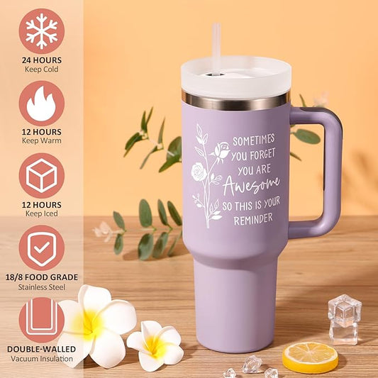 Birthday Gifts for Women Friendship, 40 OZ Tumbler Christmas Inspirational Gift for Women Unique Thank You Gifts for Mom Friend Sister Coworker Employee Nurse Teacher Awesome Gift, Insulated Cup