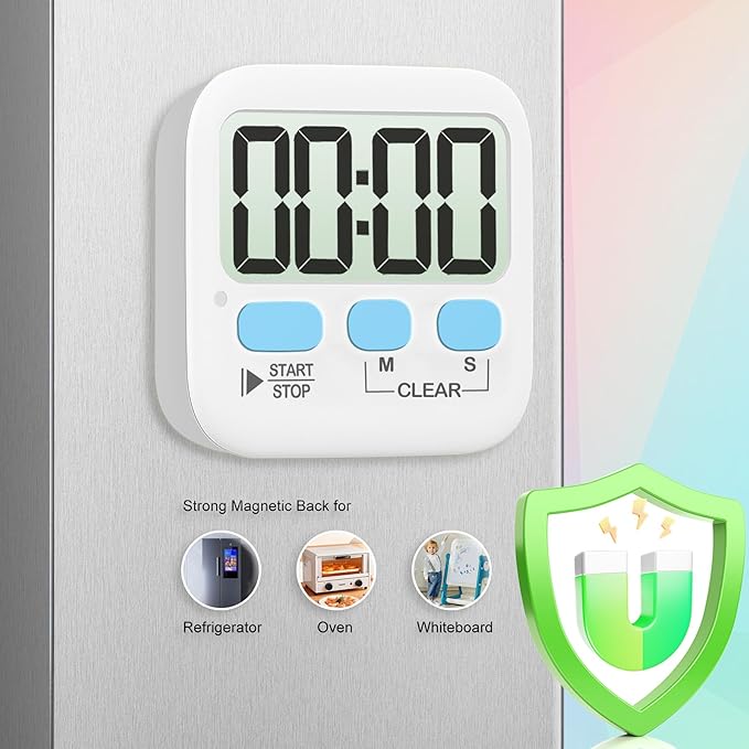 Antonki 2 Pack Digital Timer for Kids, Magnetic Countdown Kitchen Timers for Cooking, Egg, Classroom, Teacher, Exercise, Study, Oven - Battery Included
