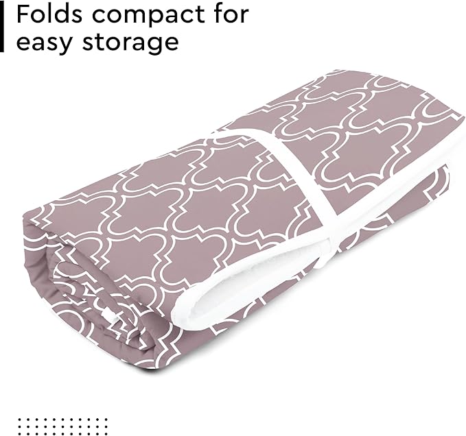 Encasa XO Ironing Mat/Pad (Large 48"x28") with 3mm Padding & Silicone Iron Rest for Steam Pressing on Tabletop or Bed - Heat Resistant, Portable, Quilting & Travel Blanket - Mauve Tiles