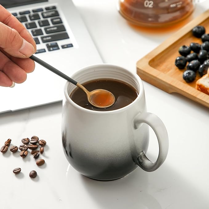 HASENSE 20oz Large Coffee Mug, Ceramic Tea Cup with Handle for Office and Home, Ideal for Latte, Hot Tea, Cappuccino, Mocha, Cocoa, Dishwasher and Microwave Safe, 1PCS(Gradient Black)